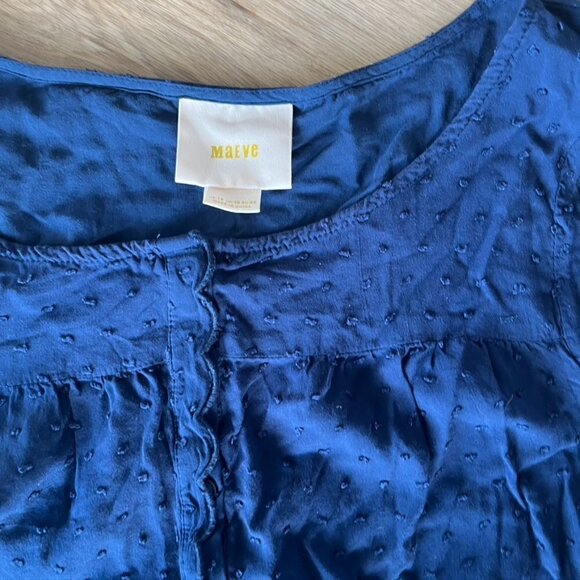 Maeve Navy Blue Emmaline Raised Clip Dot Textured Long Sleeve Blouse Size 12 - Picture 7 of 9